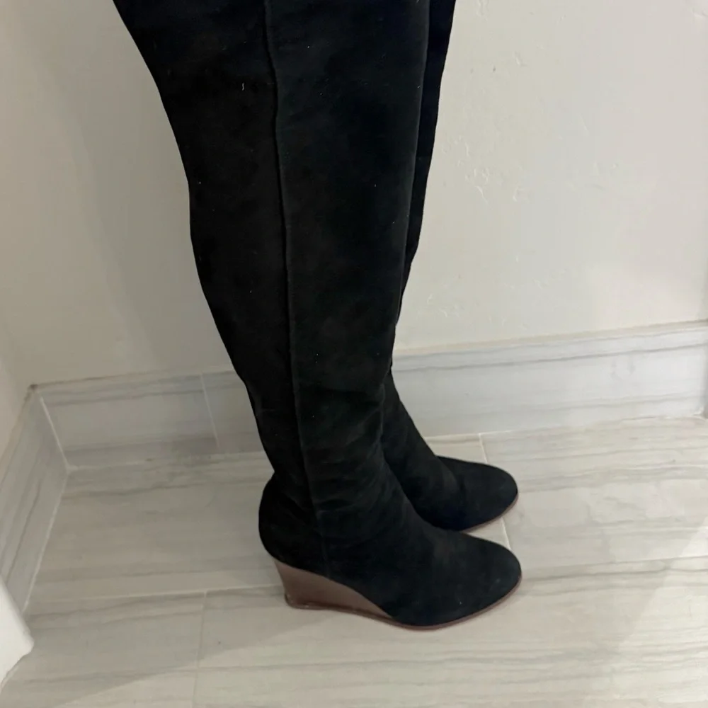 Vince Camuto Black Suede Leather Over the Knee boots Size 9
